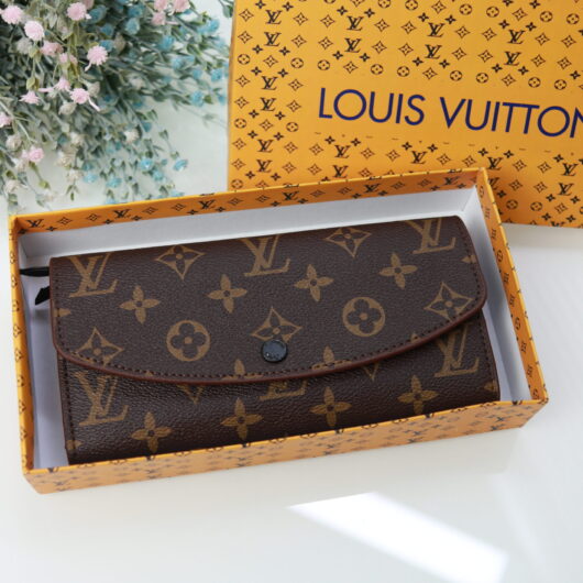 Гаманець Louis Vuitton коричневий + чорна вставка (червоний велюр)