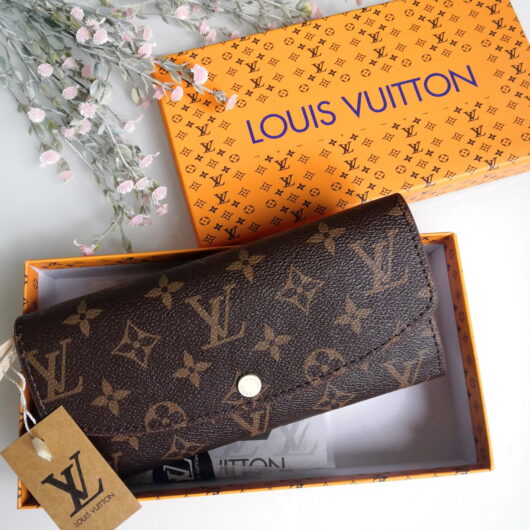 Гаманець Louis Vuitton коричневий + молочна вставка (червоний велюр)
