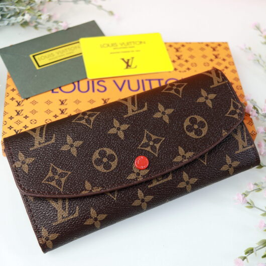 Гаманець Louis Vuitton коричневий + червона вставка (червоний велюр)