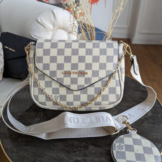 Сумка кросс боді Louis Vuitton 2 в 1 бежева клітка