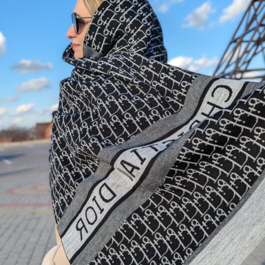 Двосторонній шарф Cristian Dior світло-сірий