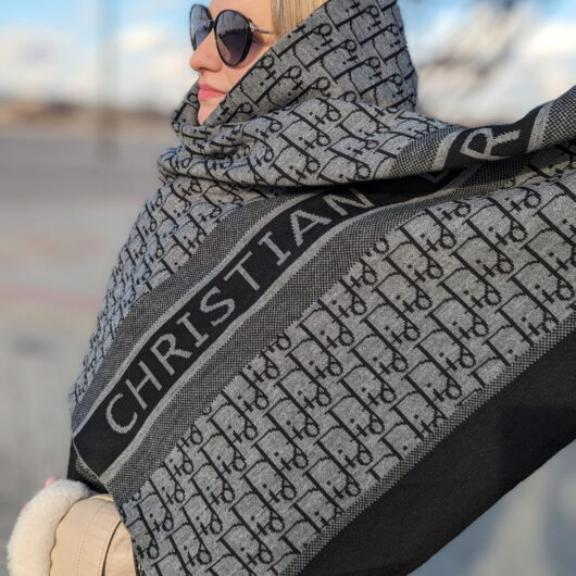 Двосторонній шарф Cristian Dior темно-сірий