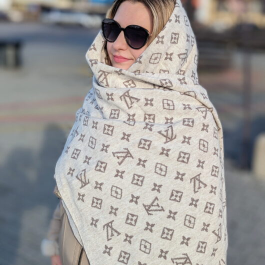 Двосторонній шарф Louis Vuitton молочний-мокко