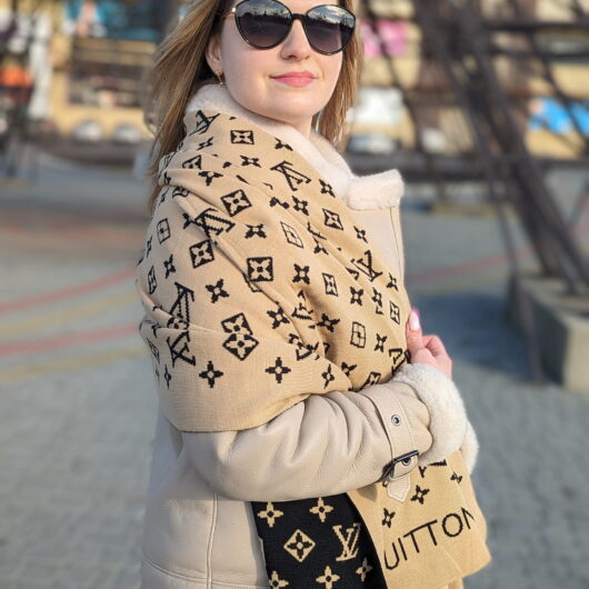 Двосторонній шарф Louis Vuitton бежевий