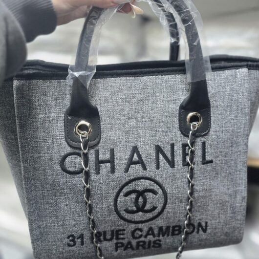 Сумка шопер Chanel Deauville Large світло-сірий