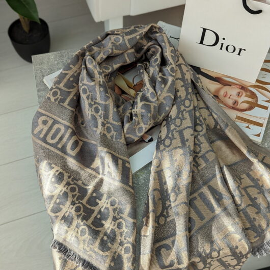 ПАЛАНТИН ШАРФ DIOR двосторонній сіро-бежевий