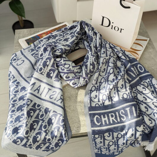 ПАЛАНТИН ШАРФ DIOR двосторонній голубий