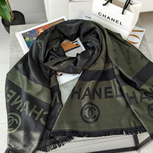 ПАЛАНТИН ШАРФ CHANEL двосторонній зелено-чорний