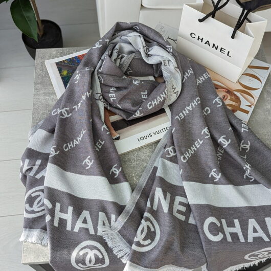 ПАЛАНТИН ШАРФ CHANEL двосторонній сірий