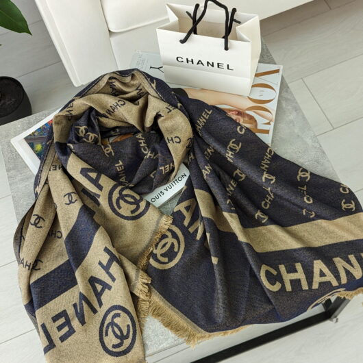 ПАЛАНТИН ШАРФ CHANEL двосторонній бежево-синій