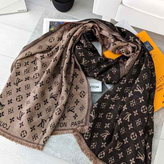 ПАЛАНТИН ШАРФ LOUIS VUITTON двосторонній шоколадно-коричневий
