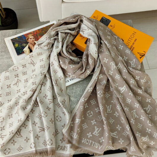 ПАЛАНТИН ШАРФ LOUIS VUITTON двосторонній молочний-мокко
