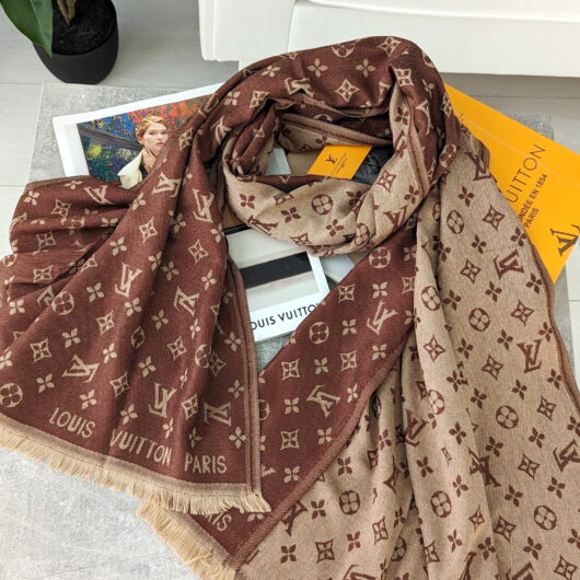 ПАЛАНТИН ШАРФ LOUIS VUITTON двосторонній коричнево-бежевий