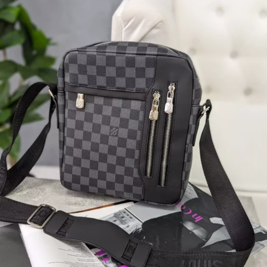 Сумка Чоловіча Louis Vuitton ЧЕРЕЗ ПЛЕЧО чорно-сіра клітка