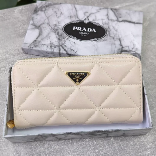 Гаманець Prada великий молочний