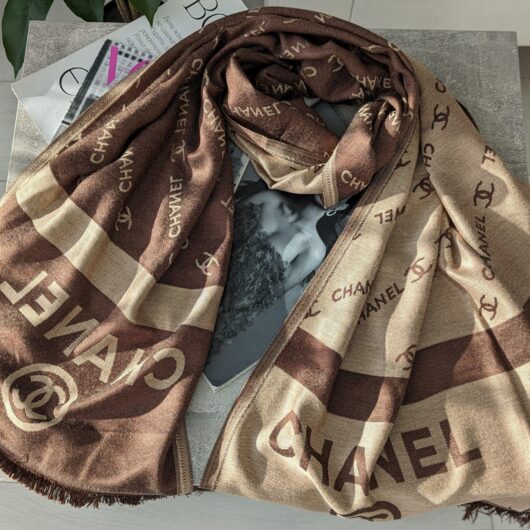 ПАЛАНТИН ШАРФ CHANEL двосторонній коричнево-золотий