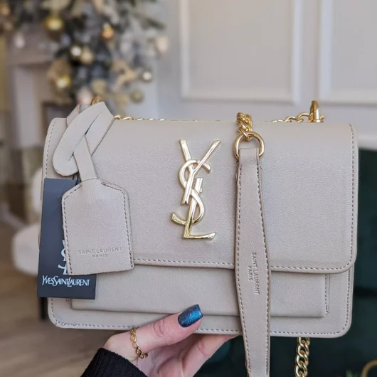 Жіноча сумочка клатч Yves Saint-Laurent LUX бежевий золото