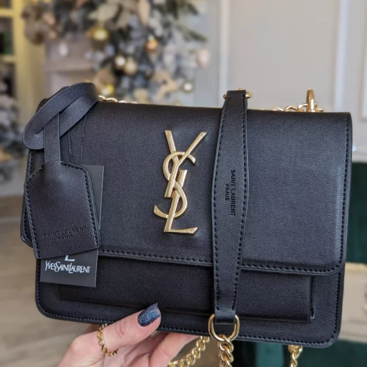 Жіноча сумочка клатч Yves Saint-Laurent LUX чорна золото