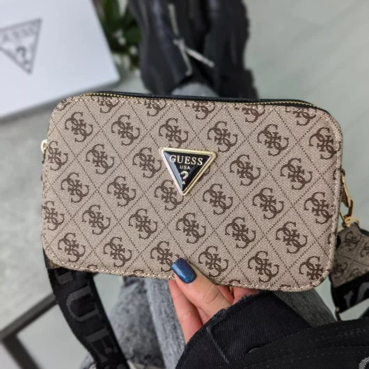Сумочка Guess кросс-боді міні лого бежевий