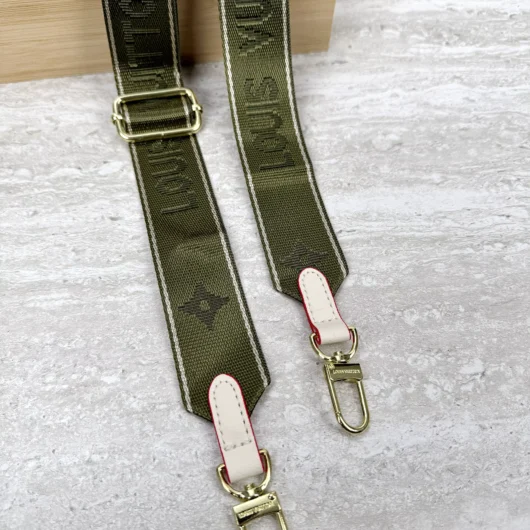 Ремінь LOUIS VUITTON зелений+світлий беж