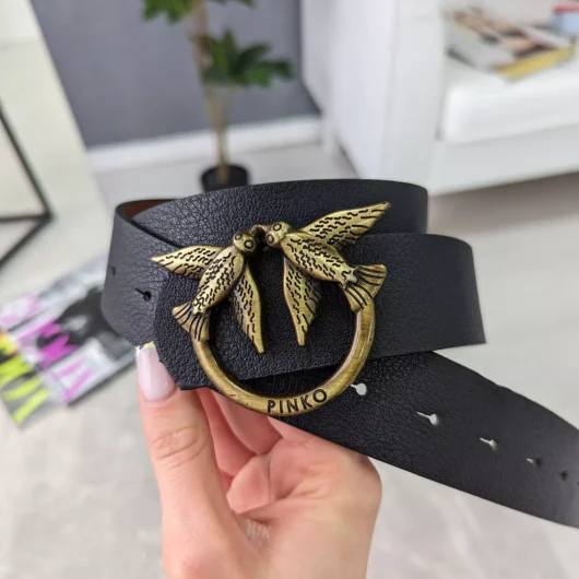 Ремінь жіночий PINKO чорний+золото