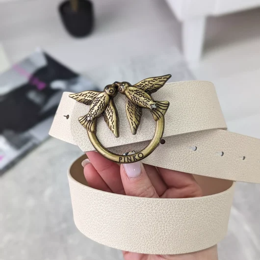 Ремінь жіночий PINKO бежевий+золото
