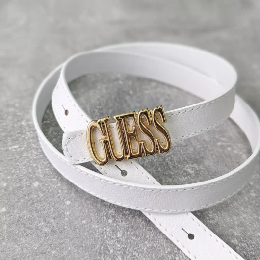 Ремінь жіночий Guess вузький білий