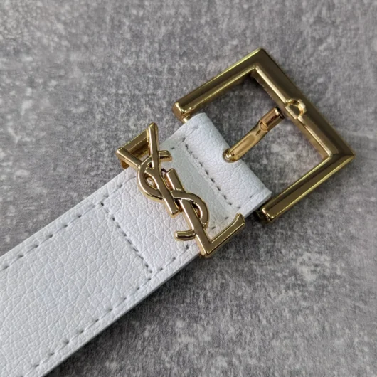 Ремінь жіночий YVES SAINT LAURENT білий+золото