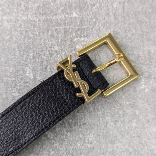 Ремінь жіночий YVES SAINT LAURENT чорний+золото