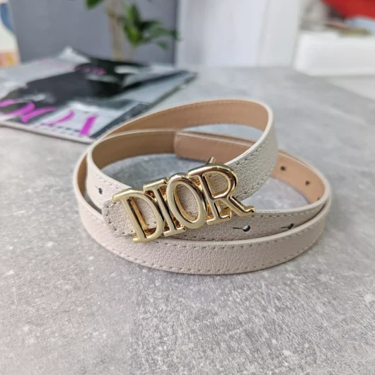 Ремінь жіночий Dior вузький молочний