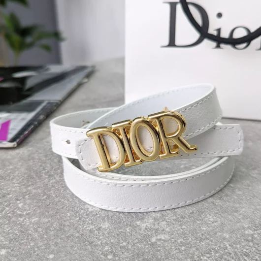 Ремінь жіночий Dior вузький білий