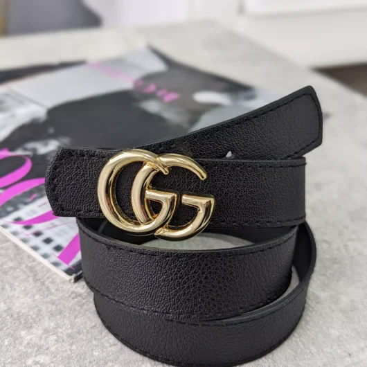 Ремінь жіночий Gucci чорний+золото