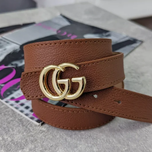 Ремінь жіночий Gucci терракот+золото