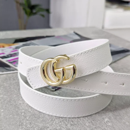 Ремінь жіночий Gucci білий+золото