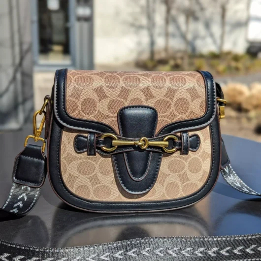 Сумка Coach крос боді моногам чорний