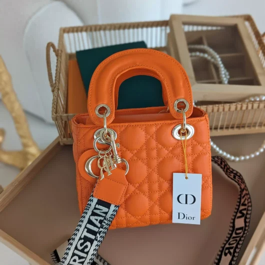 Сумка LADY DIOR міні широкий ремінь помаранчевий