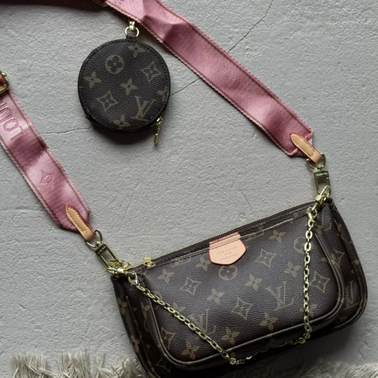Сумочка 3 в 1 Louis Vuitton Multi Pochette bag корч.+рожевий