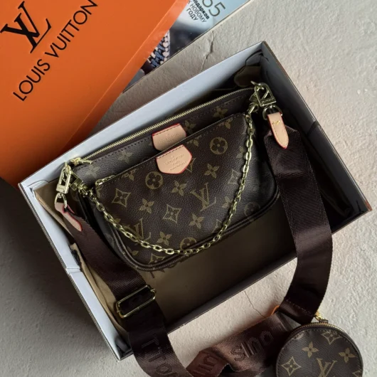 Сумочка 3 в 1 Louis Vuitton Multi Pochette bag корч.+ коричневий