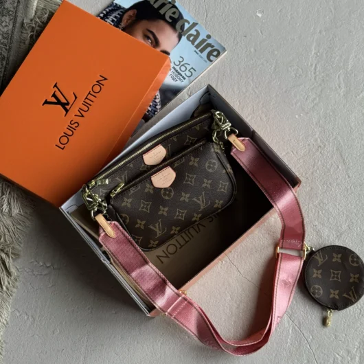 Сумочка 3 в 1 Louis Vuitton Multi Pochette bag корч.+рожевий