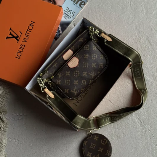 Сумочка 3 в 1 Louis Vuitton Multi Pochette bag корч.+зелений