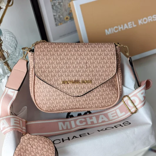 Сумка кросс боді Michael Kors Майкл Корс 2 в 1 пудровий