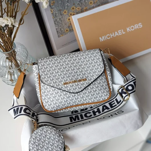 Сумка кросс боді Michael Kors Майкл Корс 2 в 1 білий+беж.вставка