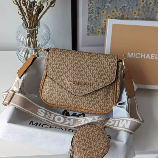 Сумка кросс боді Michael Kors Майкл Корс 2 в 1 бежевий+беж.вставка