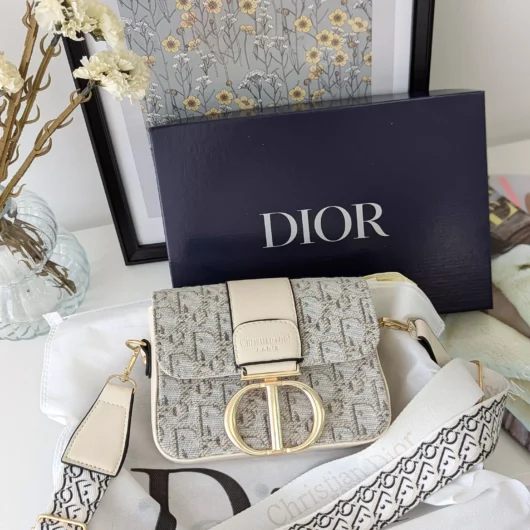 Леді Dior мини молочний текстиль