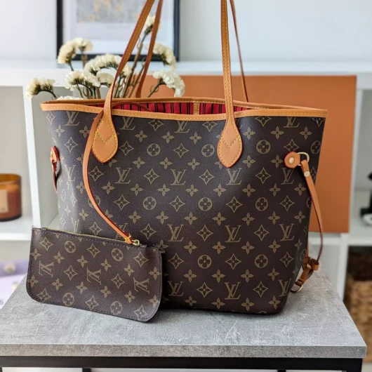 Сумка шоппер LV Louis Vuitton Neverfull ЛЮКС коричневий класик