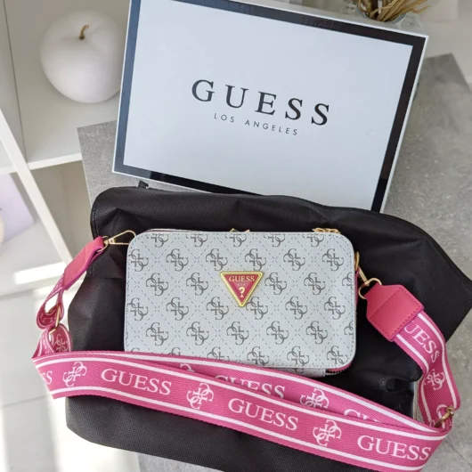 Сумочка Guess кросс-боді міні лого білий+малина