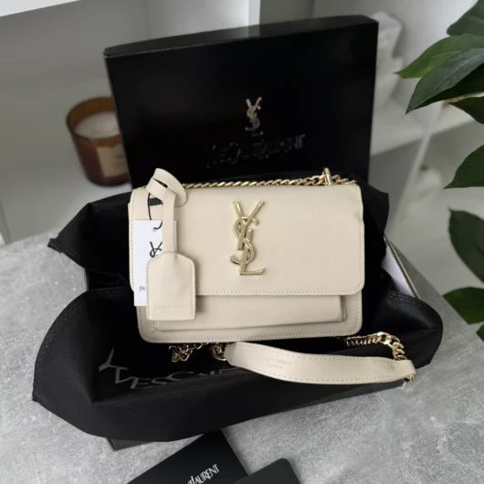 Жіноча сумочка клатч Yves Saint-Laurent LUX молочний