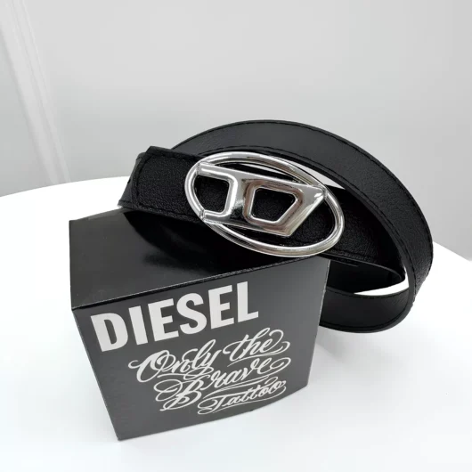Ремінь жіночий Diesel чорний+срібло