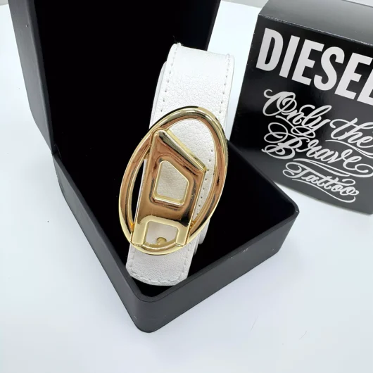 Ремінь жіночий Diesel білий+золото