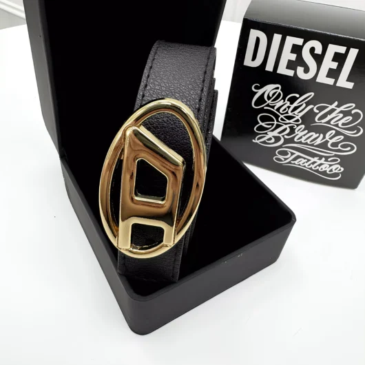 Ремінь жіночий Diesel чорний+золото
